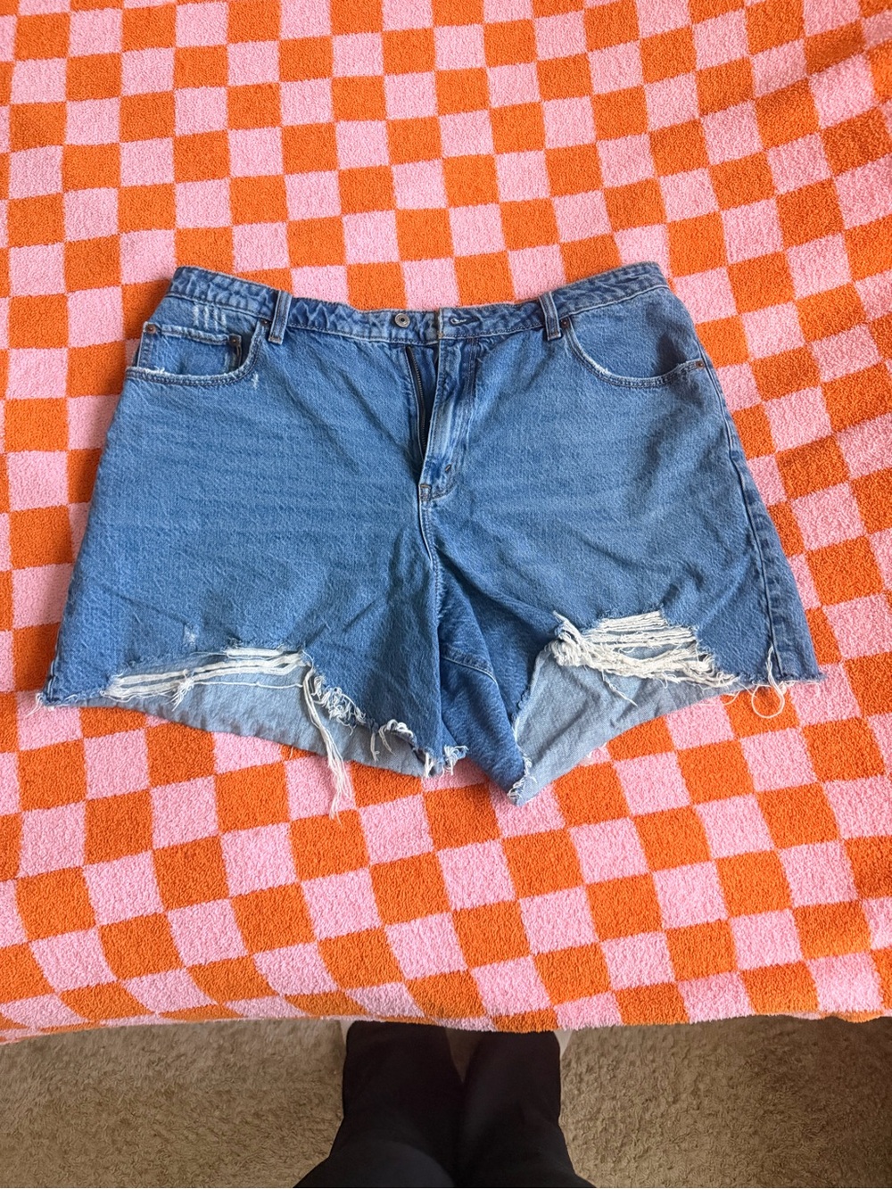 Abercrombie & Fitch Light Blue Distressed Denim Shorts Curve Love